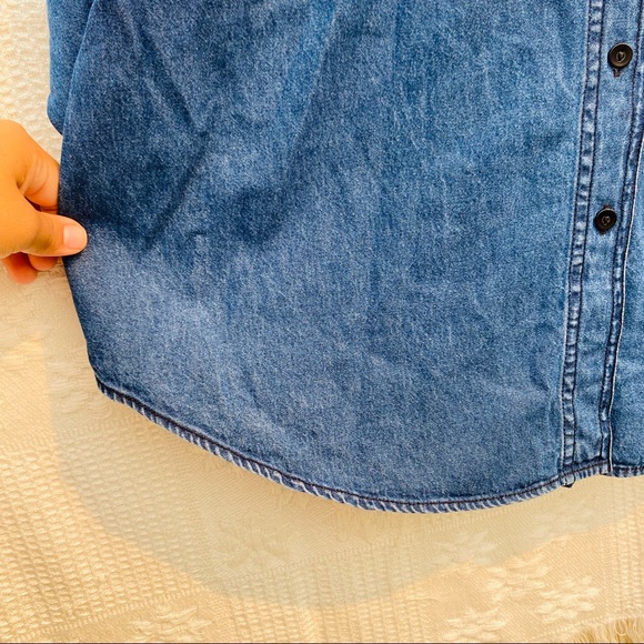 Vintage Denim Coat Leopard Print Fur Neck Lining - Picture 6 of 8